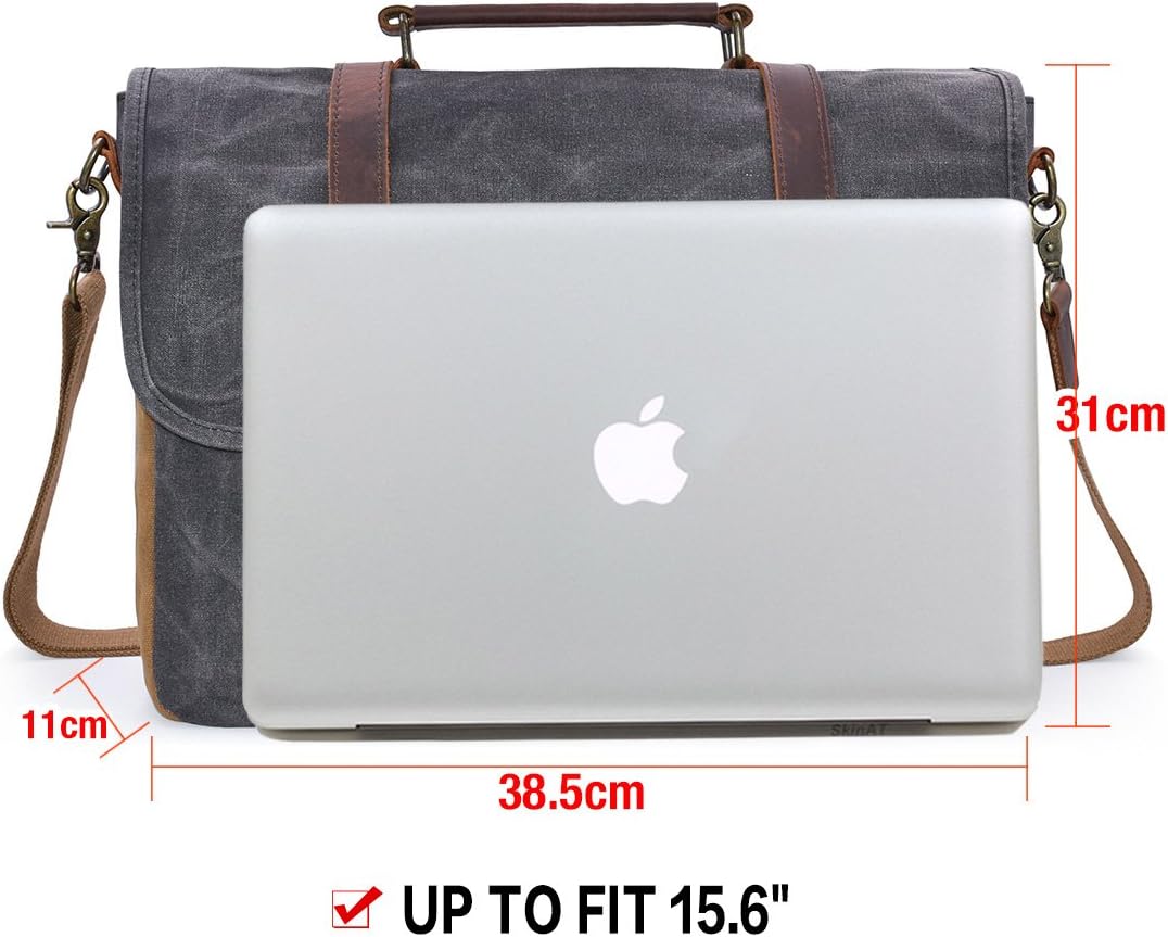 NEWHEY Herren Umhängetaschen Aktentasche Laptoptasche Wasserdichte Canvas Gross Arbeitstasche Messen