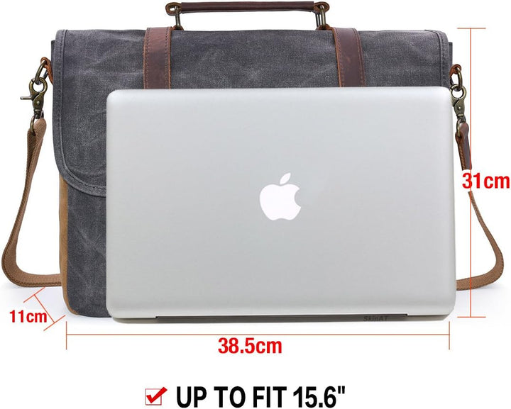 NEWHEY Herren Umhängetaschen Aktentasche Laptoptasche Wasserdichte Canvas Gross Arbeitstasche Messen