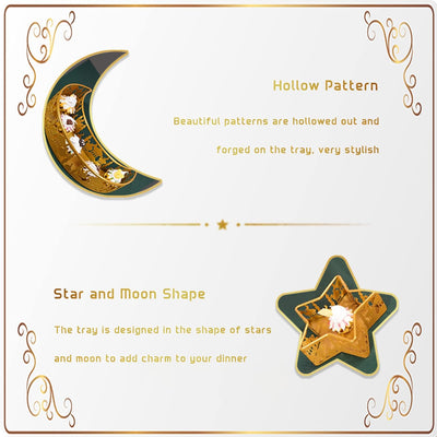 Mond- und Stern-Tablett, Ramadan-Serviertablett, Goldenes Dessert-Tisch-Display-Set, für Ramadan Mub