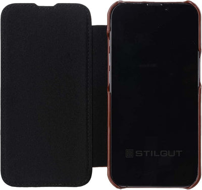 STILGUT Book Case kompatibel mit iPhone 13 (6.1“) Hülle aus Leder zum Klappen, Klapphülle, Handyhüll
