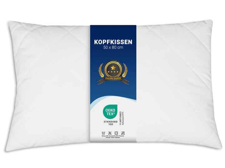 ZOLLNER Komfortables Kopfkissen mit Reissverschluss – Individuell anpassbare Füllung aus Synthetikfa