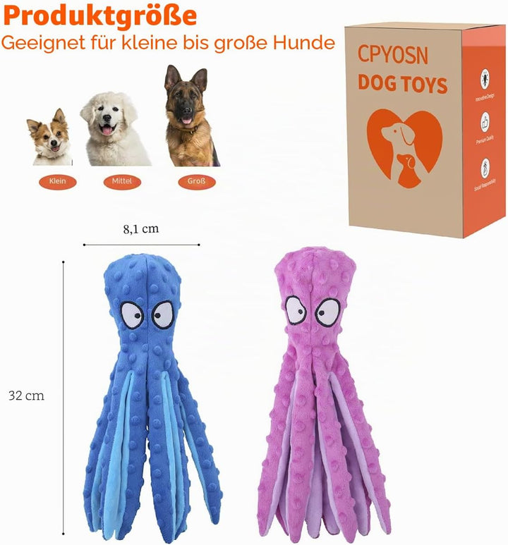 Hunde-Quietschspielzeug Krake, kein stopfendes Crinkle-Plüsch-Hundespielzeug für das von Welpen, lan