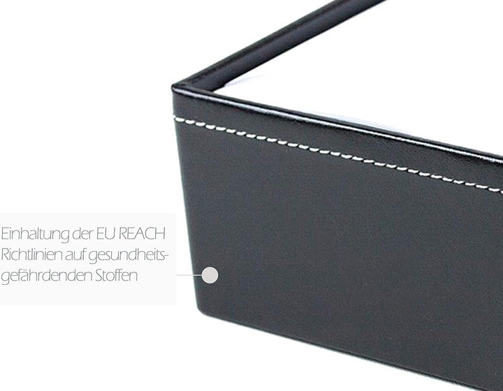 DELMON VARONE - Zettelkasten Cambridge Top Grain Leder schwarz, Zettelbox inkl. 500 Blatt Papier, No