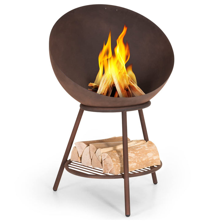 Blumfeldt Feuerschale mit Grillrost, Outdoor Stahl-Feuerschale Gross für Balkon &amp; Camping, Mobile Fe