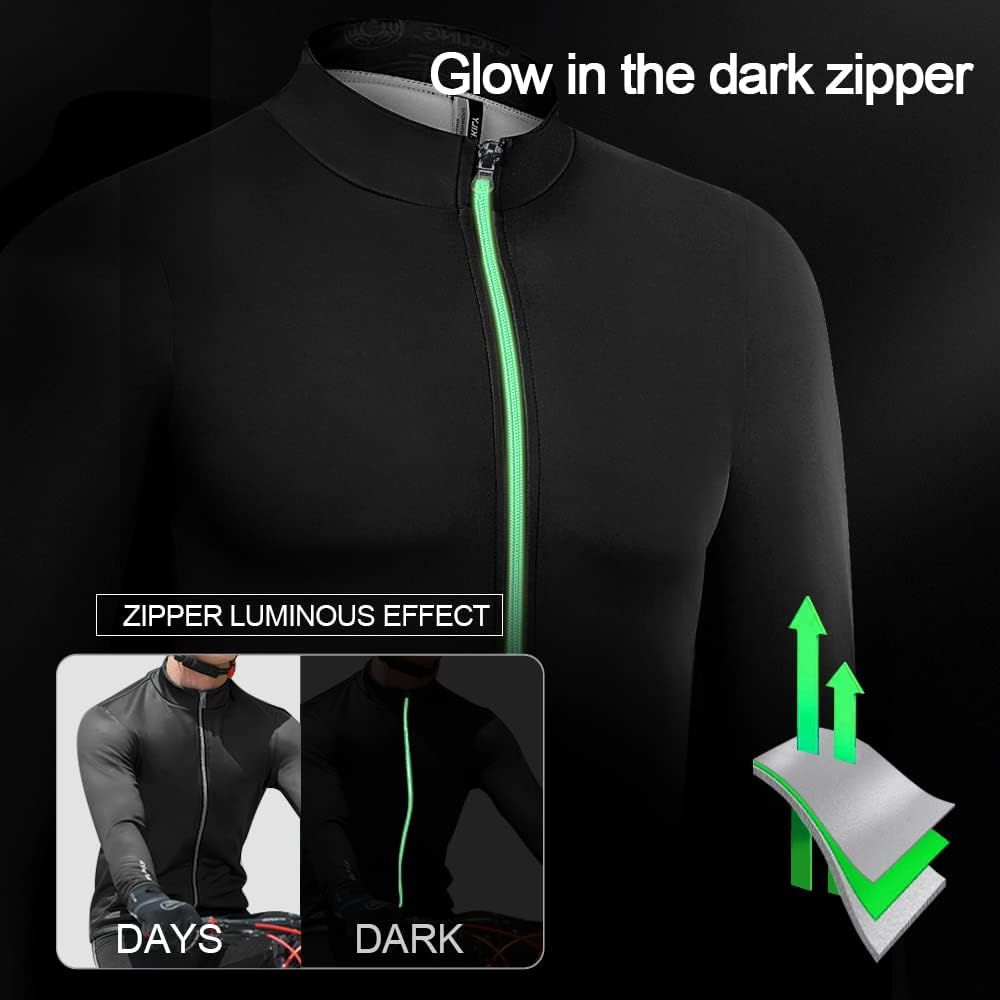 NUCKILY Fahrradbekleidung Set Damen Radtrikot Langarm Winddicht Damen Thermische Fleece mit 3D Polst