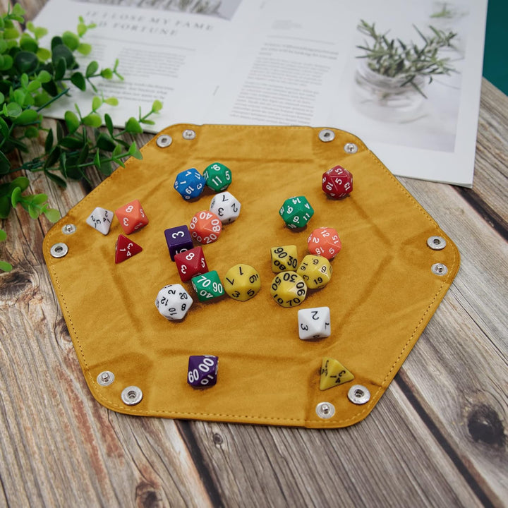 SIQUK 6 Stück Würfelbrett Doppelseitig Würfelbretter Samt Faltbar Würfeltablett Hexagon Würfelteller