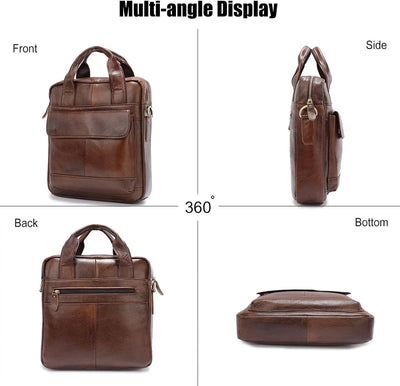 FANDARE Herren Umhängetasche Echtes Leder Handtasche Retro Henkeltaschen Business Aktentasche Arbeit