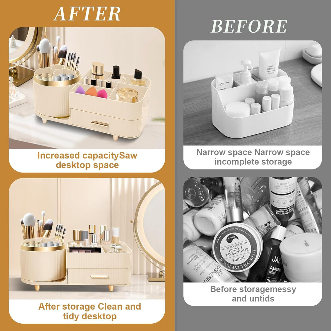 Cinnani Make Up Kosmetik Organizer, 360° Drehbarer Multifunktionale Kosmetikaufbewahrung,Beauty Orga