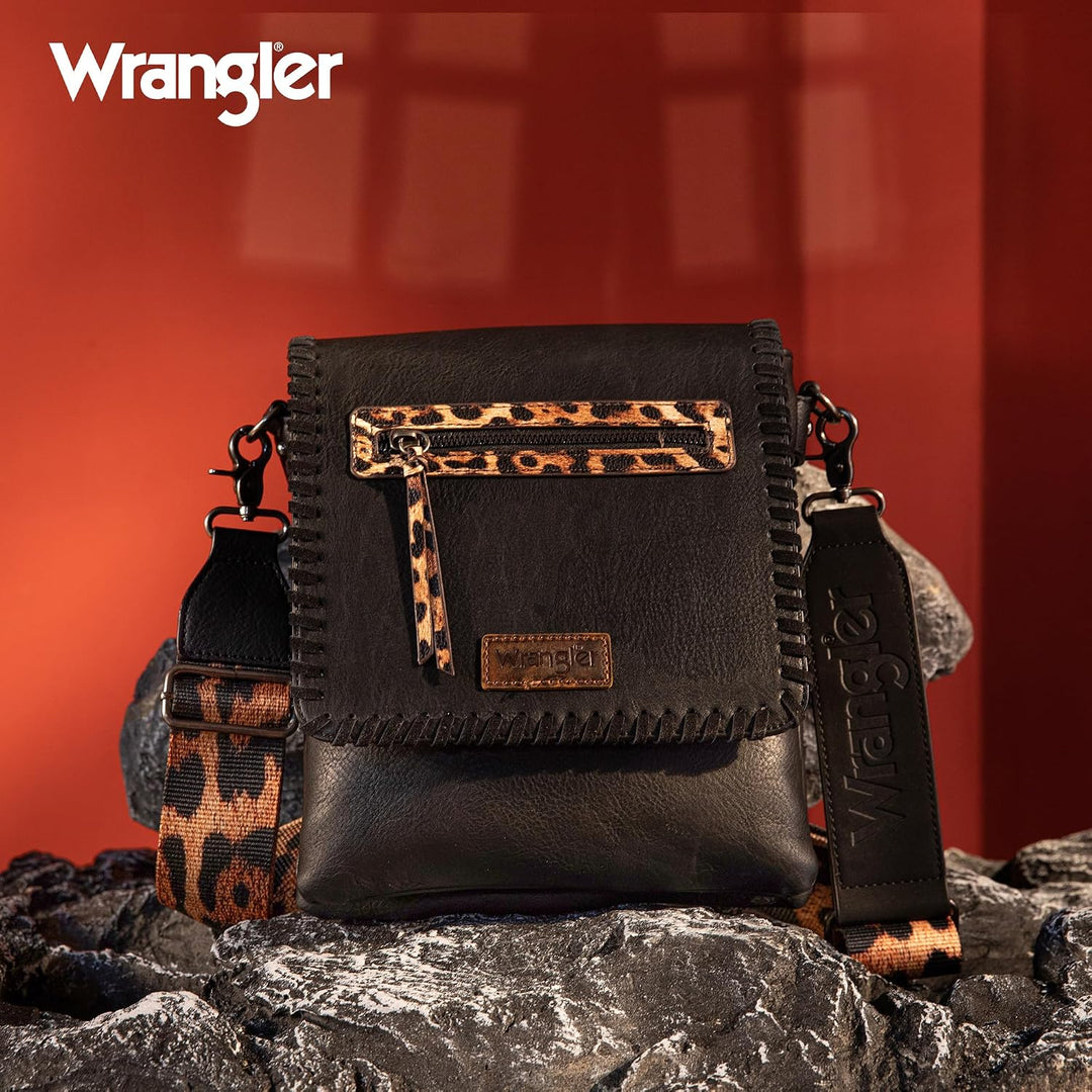 Wrangler Crossbody Taschen für Frauen Western Woven Satchel Geldbörse mit Gitarrengurt Musterreiches