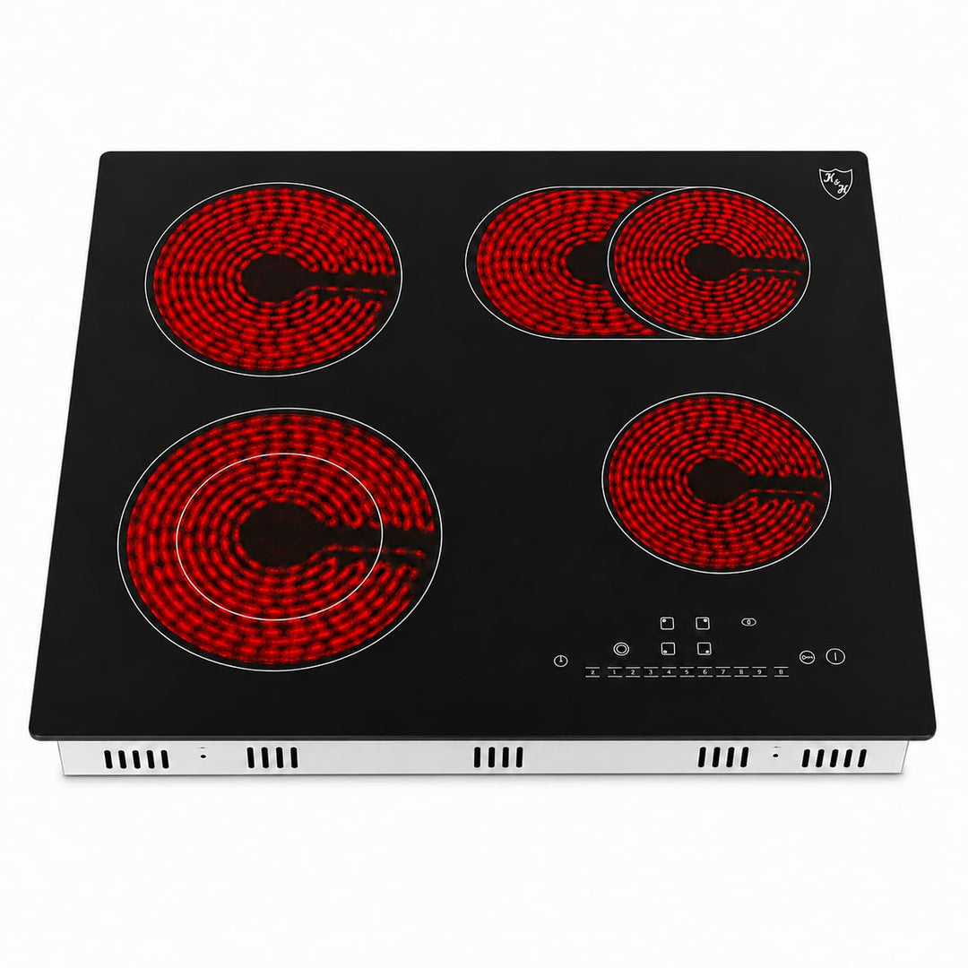 K&H® 4 Zonen Glaskeramikkochfeld 59cm Elektro Autark Eingebaut NC-7206