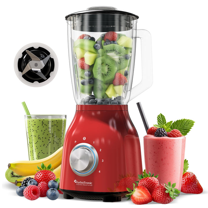 1400 Watt Standmixer mit Glasbehälter 1,5 Liter, BPA-frei, 6 Edelstahl-Klingen, Smoothie Maker, Blen