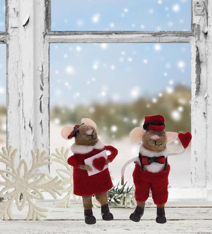 POMMERNTRAUM ® | Weihnachtsdekoration Filzfiguren Dekofiguren verliebte FilzMäuse mit Herz Mäuse Mäu