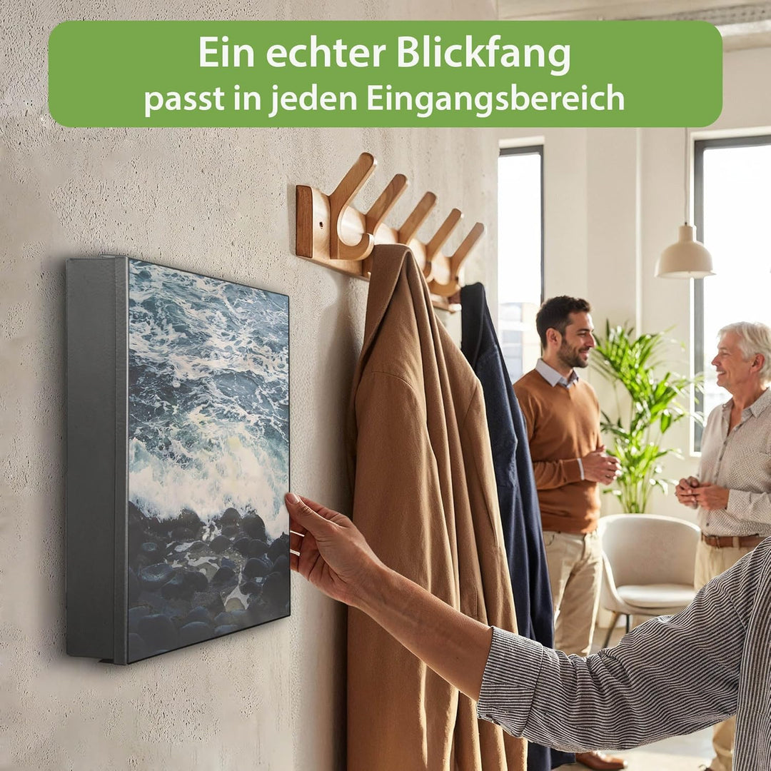 banjado Grosser Schlüsselkasten Metall - Schlüsselbox 30x30cm mit 32 Haken - Schlüsselkasten modern