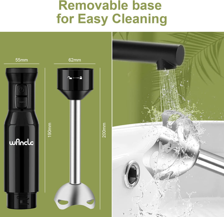 Stabmixer, Wancle pürierstab 600W Elektrischer hand blender Rührstab mit Turbo für die Zubereitung v