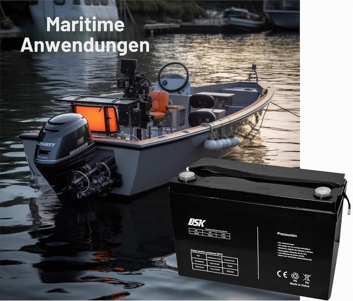 DSK Wiederaufladbare Batterie 12V 18Ah – Universaladapter F1/F2 inklusive – Masse 181x76x167 mm – Fü
