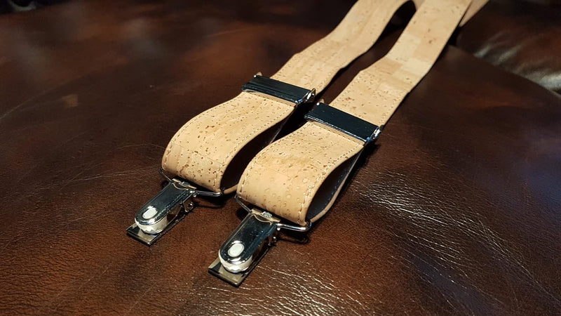Korkhosenträger | Hosenträger aus Kork | Silbernen Schnallen | Korkstoff beige | Nachhaltige Mode |