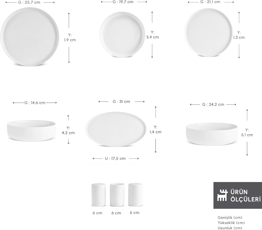 Karaca Earth Collection Matte Glaze 55-tlg Geschirrset für 12 Personen, Steingut, Spülmaschinen- & M