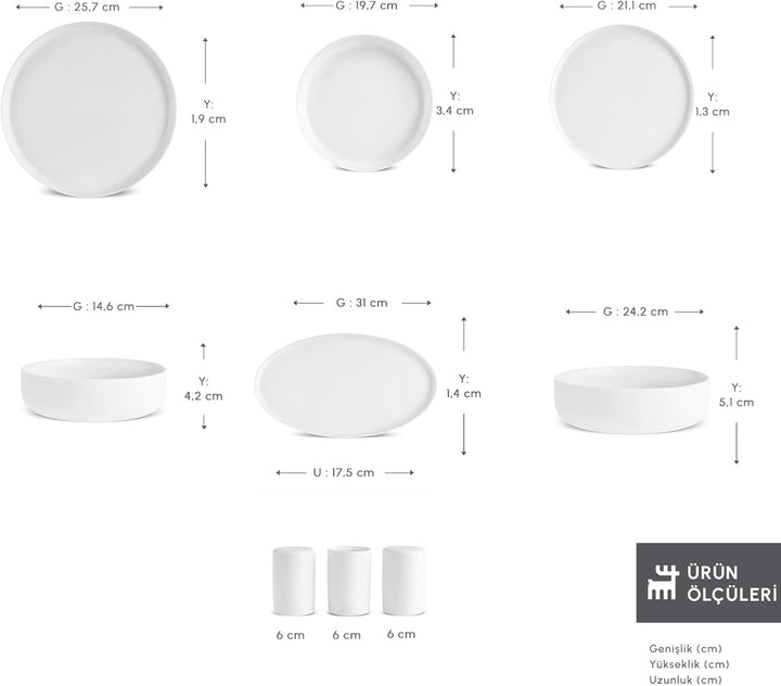 Karaca Earth Collection Matte Glaze 55-tlg Geschirrset für 12 Personen, Steingut, Spülmaschinen- & M