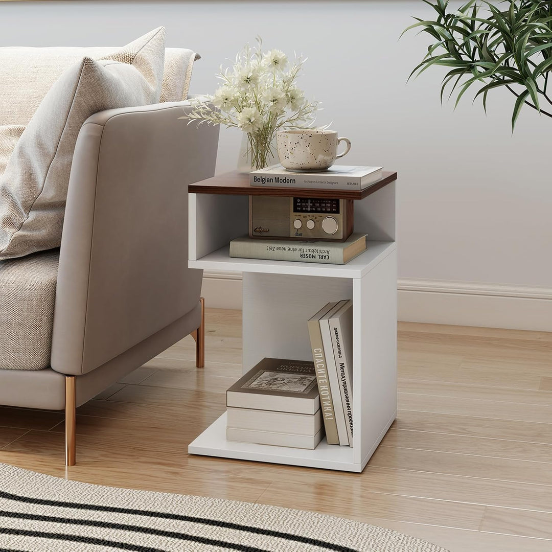 COSTWAY Beistelltisch Holz, 3 Ebenen Sofatisch, Nachttisch, modern, für Wohnzimmer und Schlafzimmer,