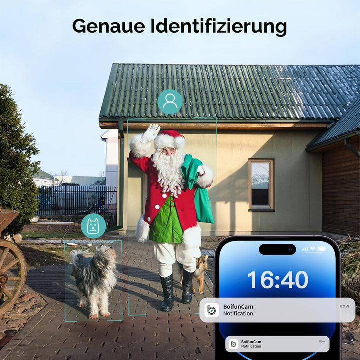 BOIFUN 2K HD Video Türklingel mit Kamera, Funkklingel Set, Kabellos Klingel Haustür Aussen - 166° Bl
