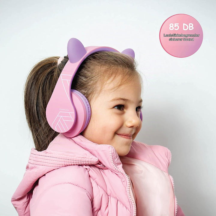 Kinder Kopfhörer, PowerLocus KinderKopfhörer Bluetooth mit 85dB Lautstärkebegrenzung, Faltbar mit Tr