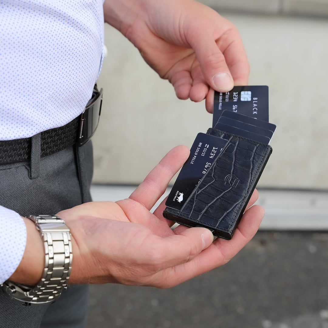 Solo Pelle Kartenetui | Kreditkartenetui | Leder Geldbörse Slim Wallet Portmonee | Geldbeutel mit RF