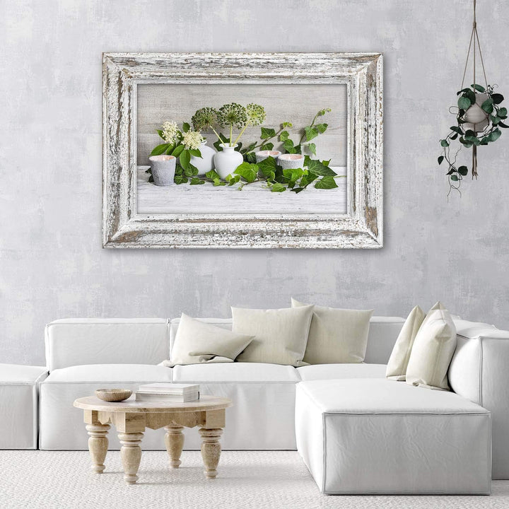 Feeby Leinwandbild XXL Retro-Komposition 120x80 cm Wandbild Kunst Holzrahmen Illusion Grün M_15885 1