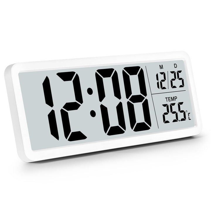 Sukeen Digitale Wanduhr batteriebetrieben, Wanduhr Digitaluhr mit grossen Ziffern, Temperatur, 12/24