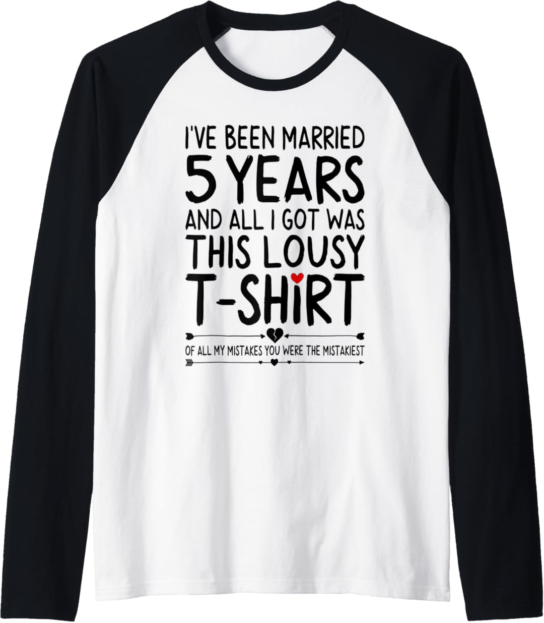5 Years of Marriage 5th Wedding Anniversary for Her Husband Raglan