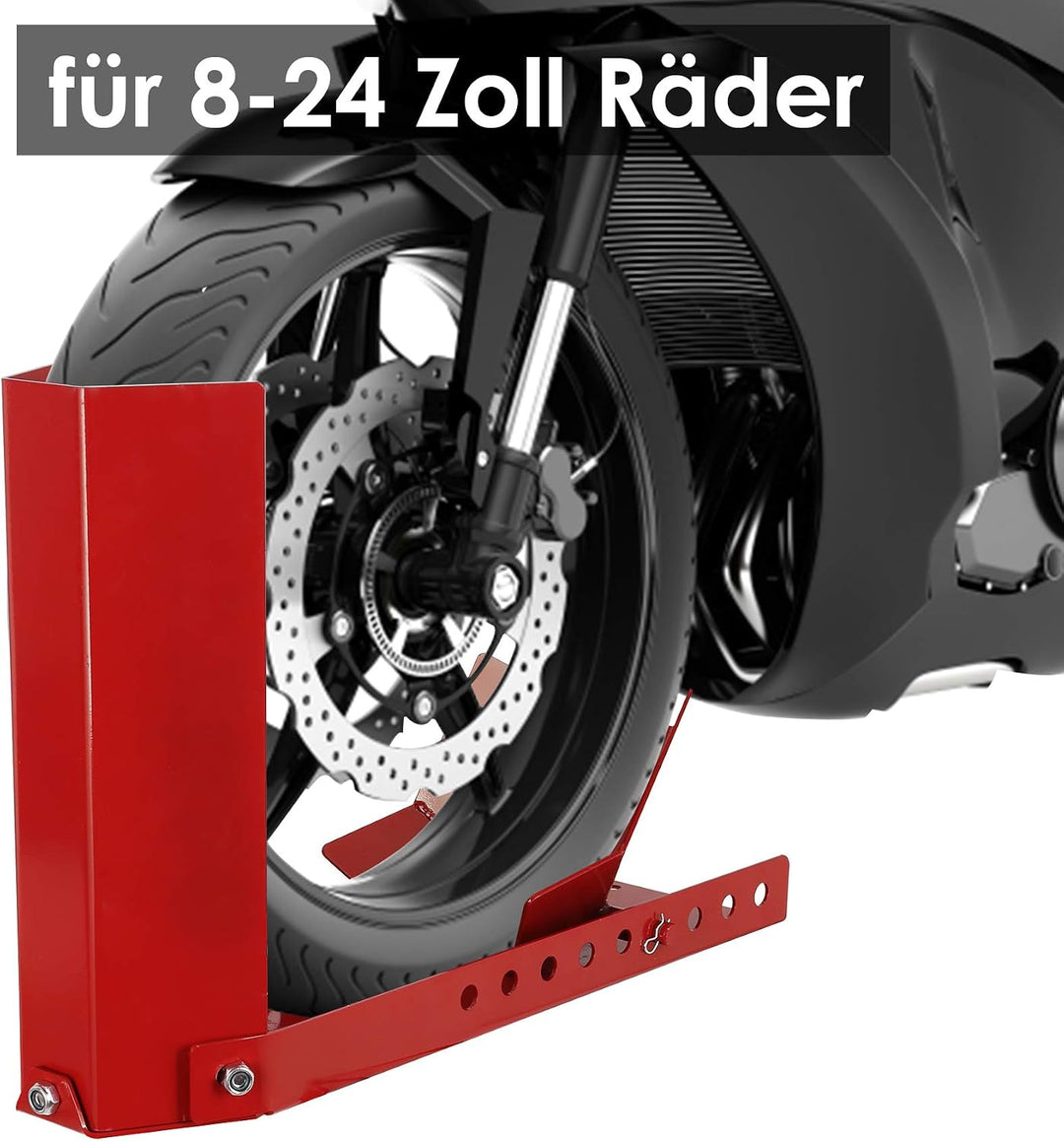 Eulenke 2 Stück Motorrad Vorderradklemme, Motorradwippe für 8-24 Zoll, Motorradständer mit 6 Ankerbo