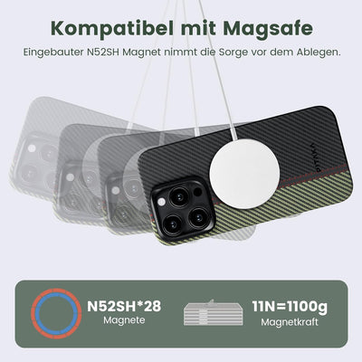 pitaka Ultradünne Hülle für iPhone 15 Pro Max Kompatibel mit Magsafe aus Aramidfaser Magnetische Sch