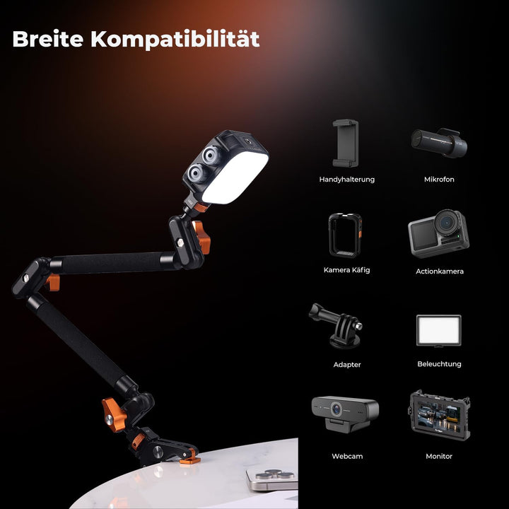 K&amp;F CONCEPT 22" Magic Arm mit Klemme, Spezial für Tischkamera, Monitor arm, Mikrofon arm, Handyhalte