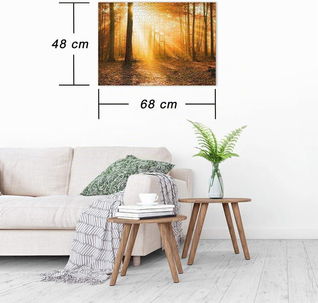 Ulmer Puzzleschmiede „Goldener Herbstwald“ - Klassisches 1000 Teile Natur-Puzzle – poetische Herbsts