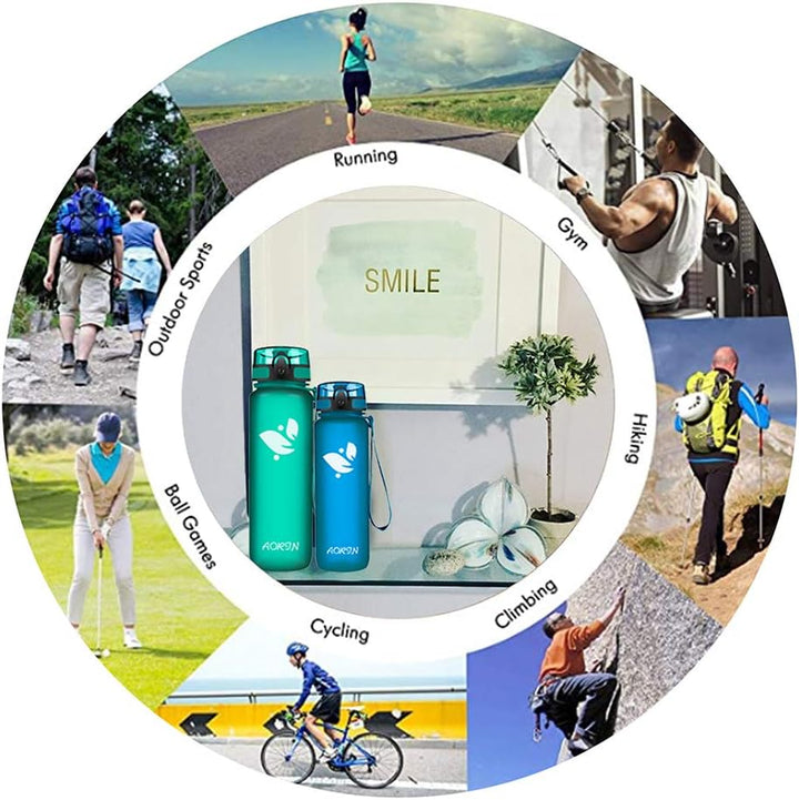 AORIN Trinkflasche - 350ml/500ml/750ml/1L，Wasserflasche BPA-Frei &amp; Tritan Auslaufsicher Sportflasche