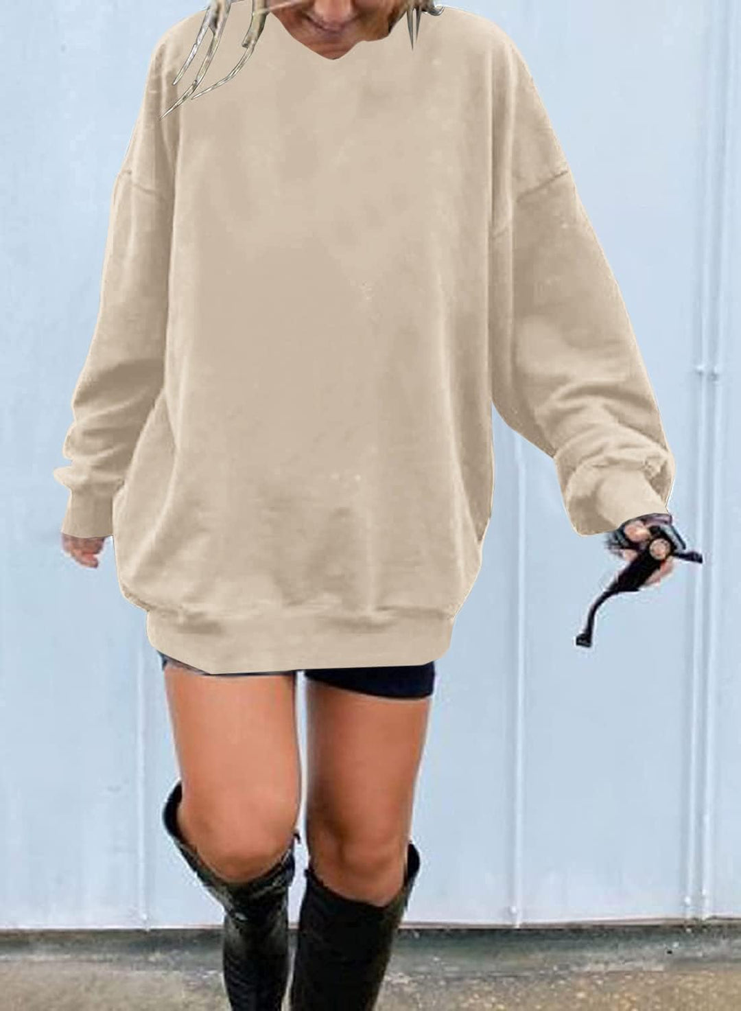 Sweatshirt Damen Los Angeles Pullover Oversized Langarmshirt Rundhals Pulli Basic Loose Tops Ohne Ka