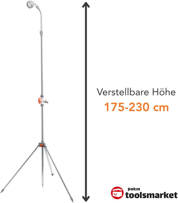 Gartendusche & Sprühnebel 2in1, Höhe 175-230 cm Sprühwinkel verstellbar Stabil mit Dreibein Aussendu