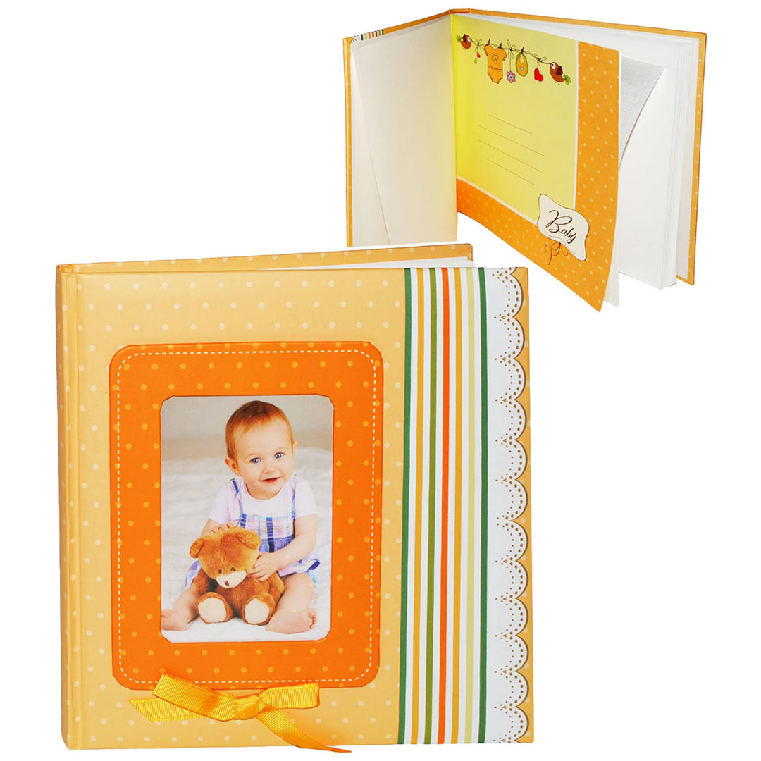 Fotoalbum - Baby - Mädchen & Jungen - ORANGE - Gebunden zum Einkleben - 40 Seiten - blanko weiss - g