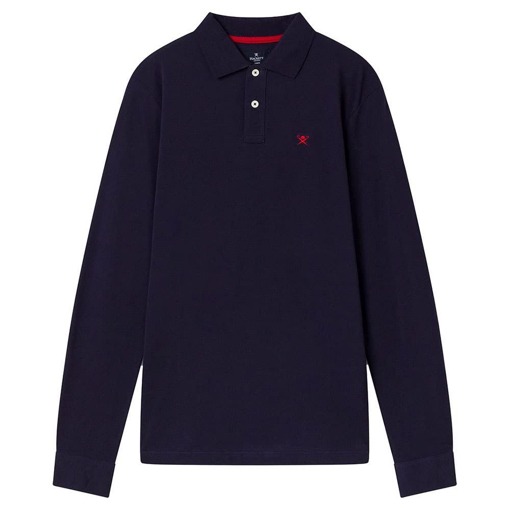 Hackett London Herren Slim Fit Logo Ls Polo Shirt, M Blue (Navy Blue)