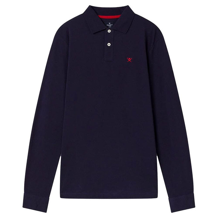 Hackett London Herren Slim Fit Logo Ls Polo Shirt, M Blue (Navy Blue)