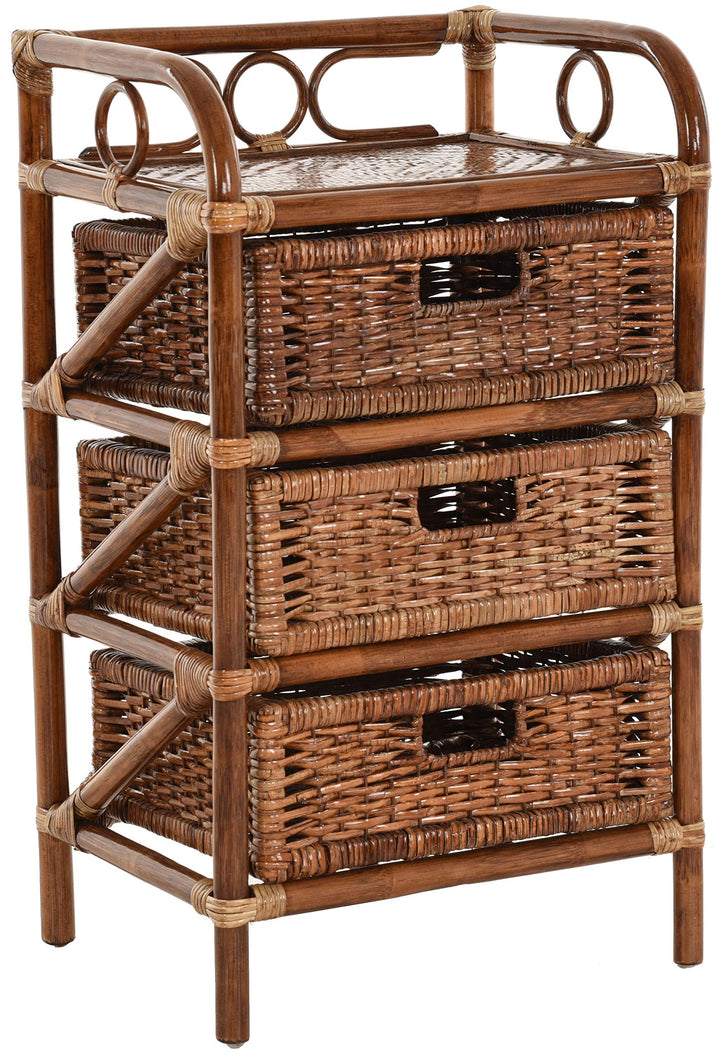 korb.outlet Rattan-Kommode mit Schubladen Badregal Korb Regal Schubfächer aus echtem Rattan 46 cm br