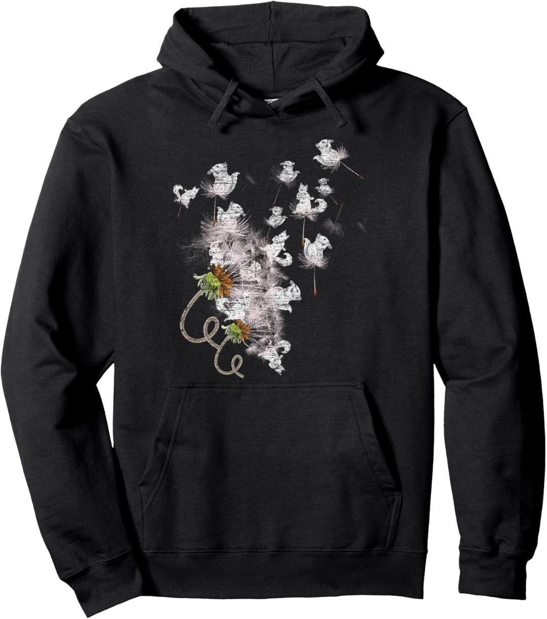 Wald Tiermotiv Geschenk Eichhörnchen Pusteblume Pullover Hoodie