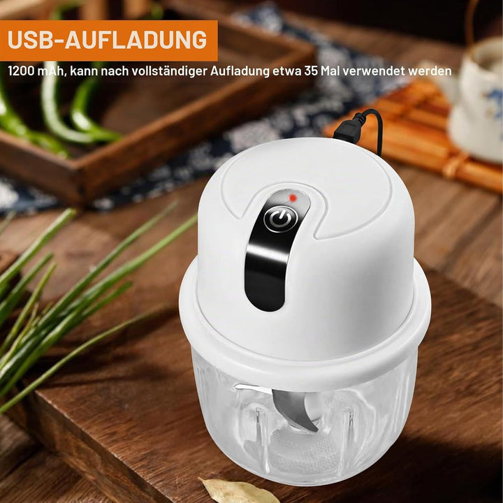 Elektrischer Küchenzerkleinerer, 350 ml Knoblauch Zerkleinerer, USB-Aufladung, Gemüsezerkleinerer, M