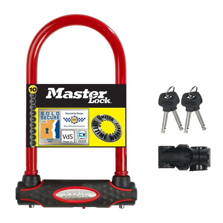 MASTER LOCK Bügelschloss [Schlüsselschloss] [mit Halterung] [Zertifiziertes Fahrrad Schloss - Secure
