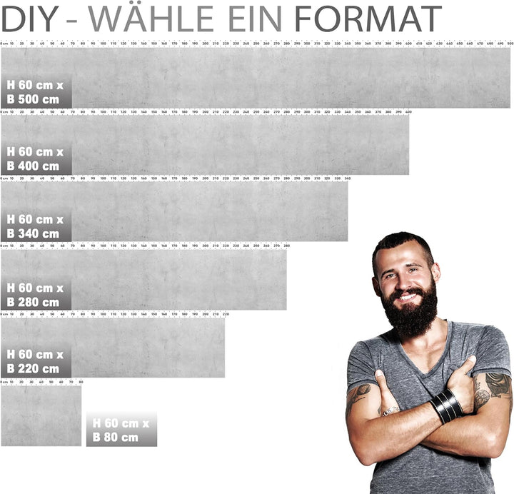 StickerProfis Küchenrückwand selbstklebend Glasoptik - Beton - 1.8mm, Versteift, alle Untergründe, H