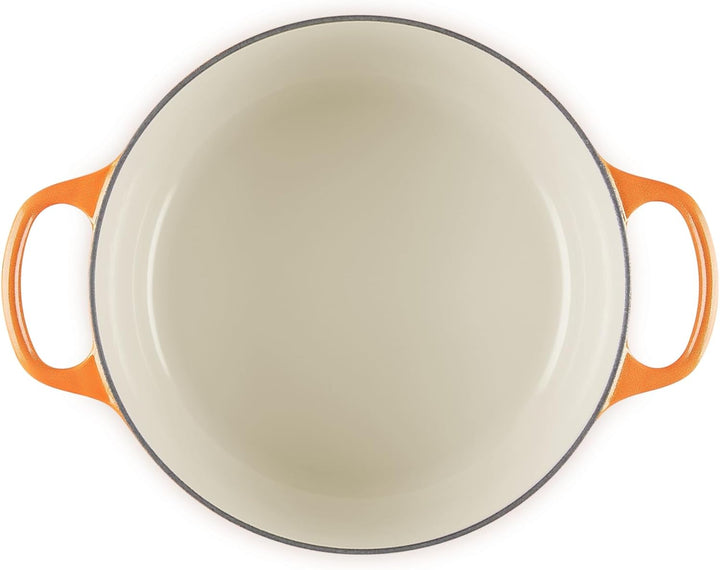 Le Creuset Signature Schmortopf, emailliertes Gusseisen, rund, 4,5 qt, Orange mit neuem Knauf Orange