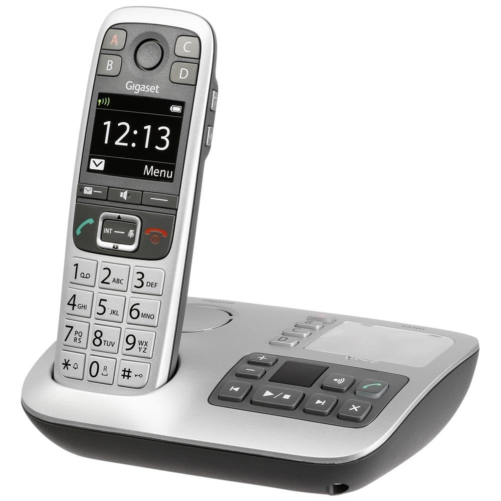 Gigaset E550A Dect-Grosstasten-Schnurlostelefon mit Anrufbeatworter, Notruffunktion, schwarz/platin