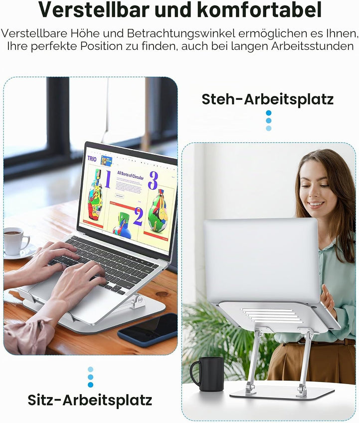 OMOTON Laptop Ständer Höhenverstellbar, Ergonomischer Notebook Ständer mit Belüftung, Faltbarer Lapt