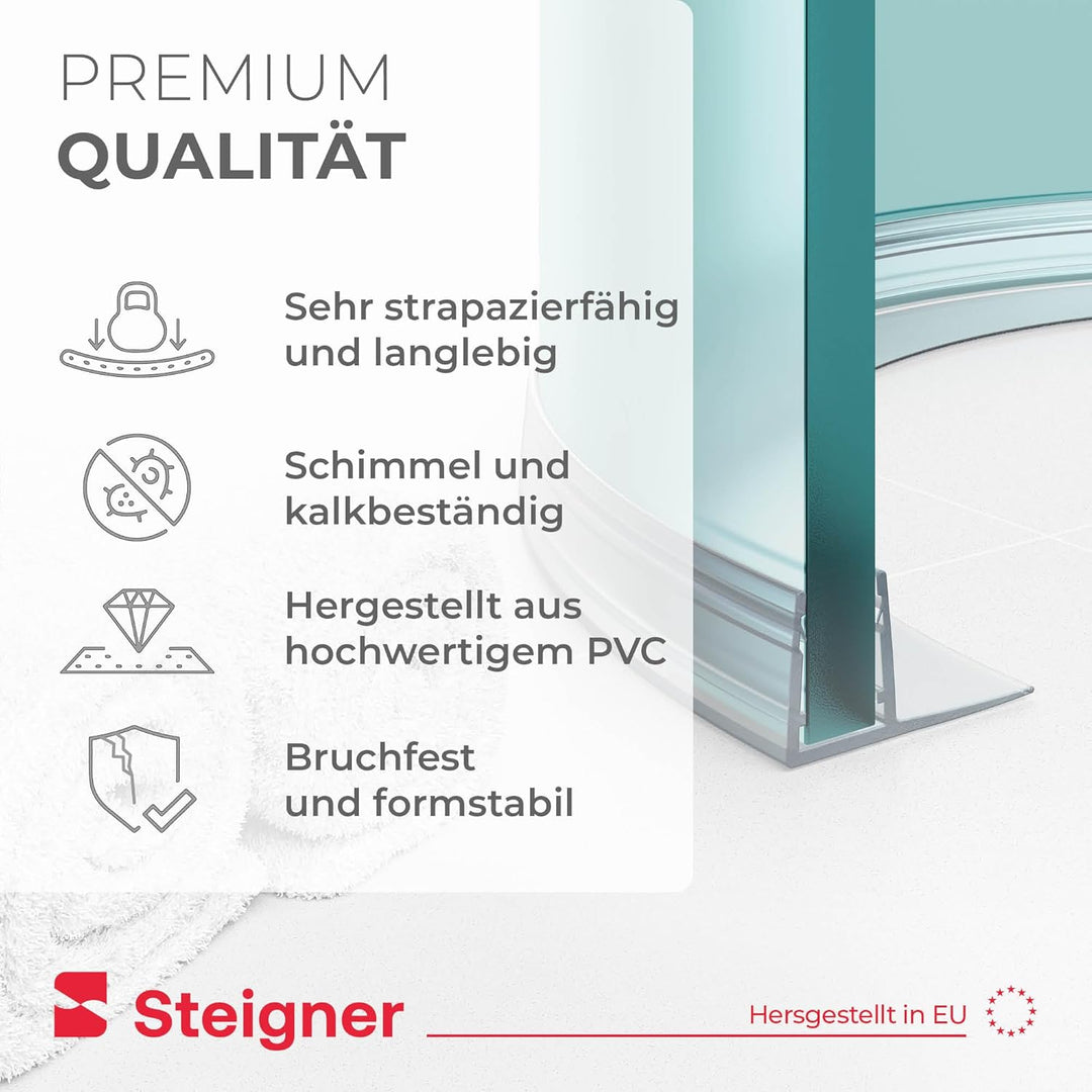 STEIGNER Duschdichtung, 140cm, Glasstärke 6/7/ 8 mm, Vorgebogene PVC Ersatzdichtung für Runddusche,