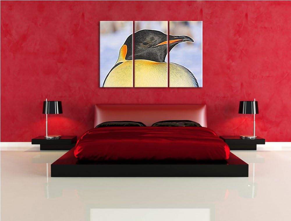 prachtvoller Kaiserpinguin NewArt 3-Teiler Leinwandbild 120x80 Bild auf Leinwand, XXL riesige Bilder