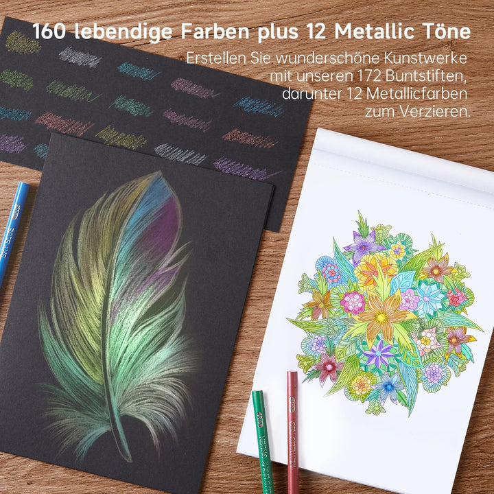 Shuttle Art 172 Buntstifte, 172 Buntstifte Set, perfekte Buntstifte für Erwachsene, Kinder und Künst